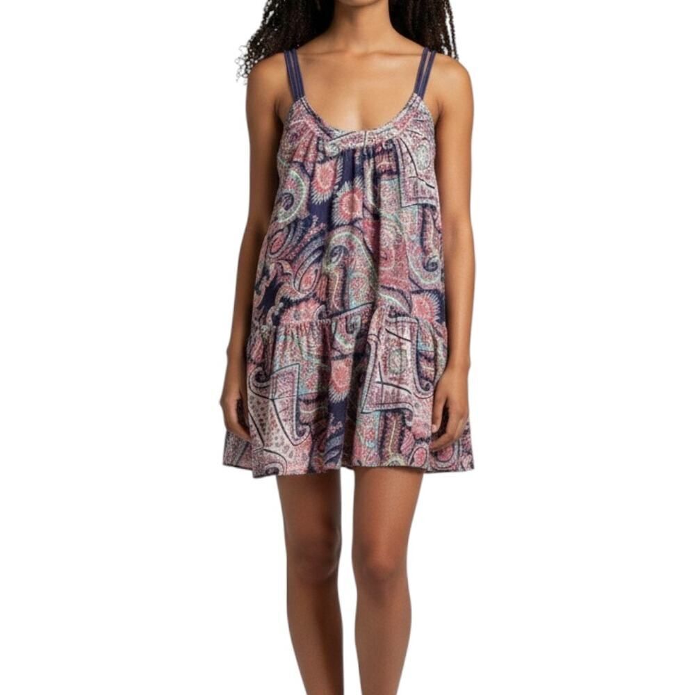 Suboo Womens The Kasbah Mini Dress Print Sleeveless Purple Pink Paisley Print 8